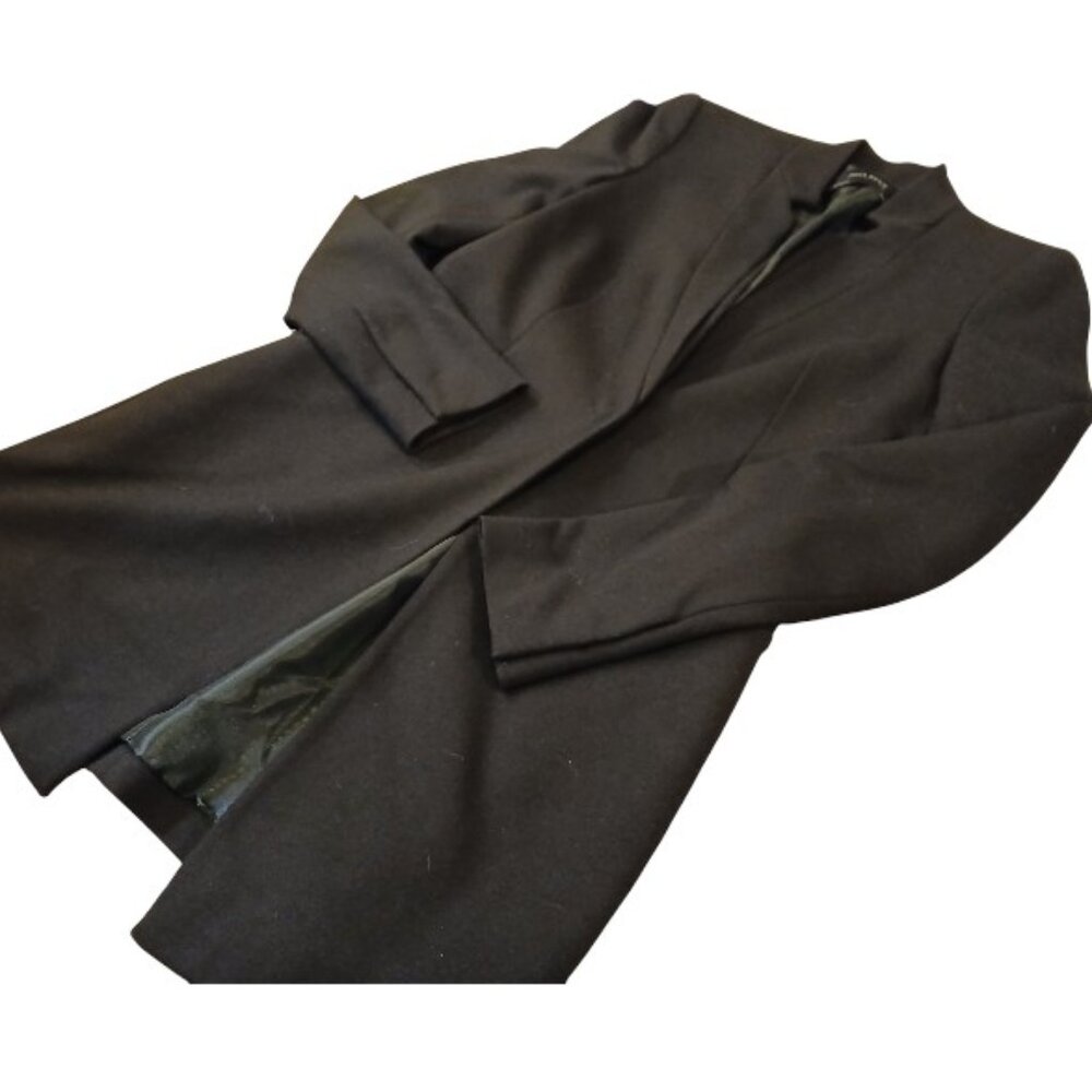 ZARA BASIC Black Single Breast Snap Long Peacoat S -Like new - Picture 5 of 11